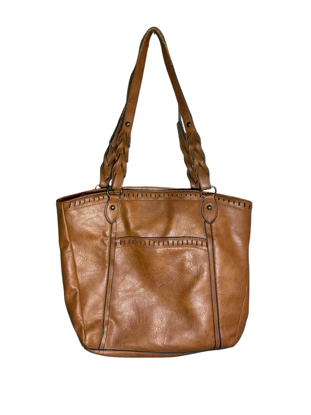 Sam & Hadley brown vegan leather hobo tote bag